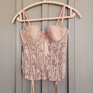 NEW Victoria’s Secret Dream Angels Floral Lace Corset Bustier Garter S